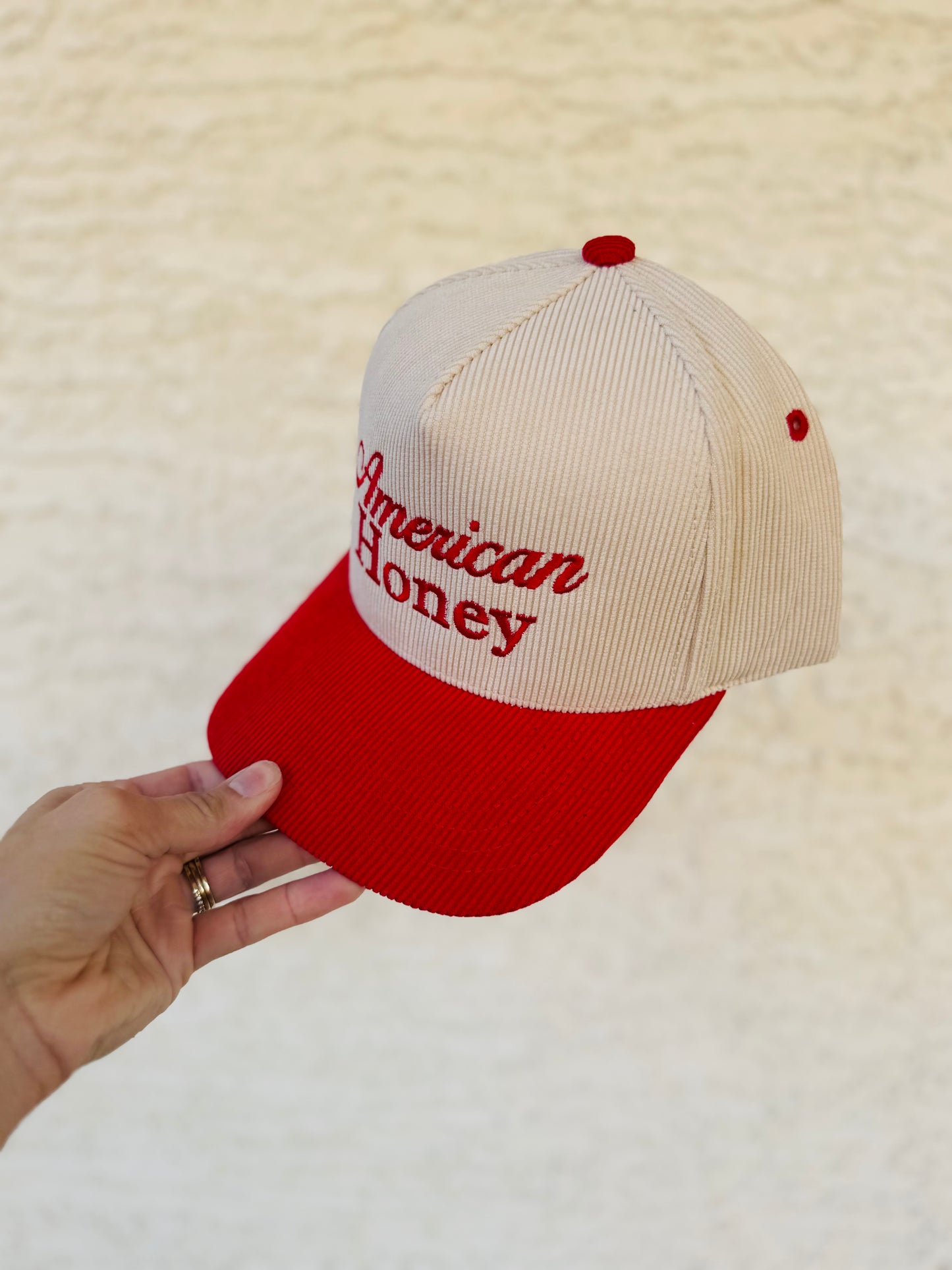 VT- AMERICAN HONEY red Premium Corduroy vintage SnapBack