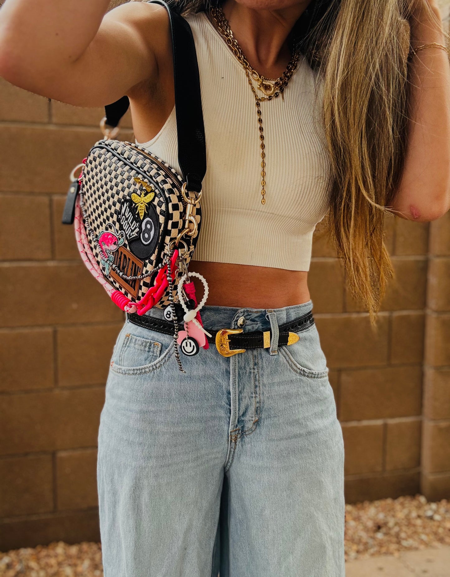 BF- DUAL Darlin bombshell babe + wild soul vintage black checkered premium OG+ PAGE BAG