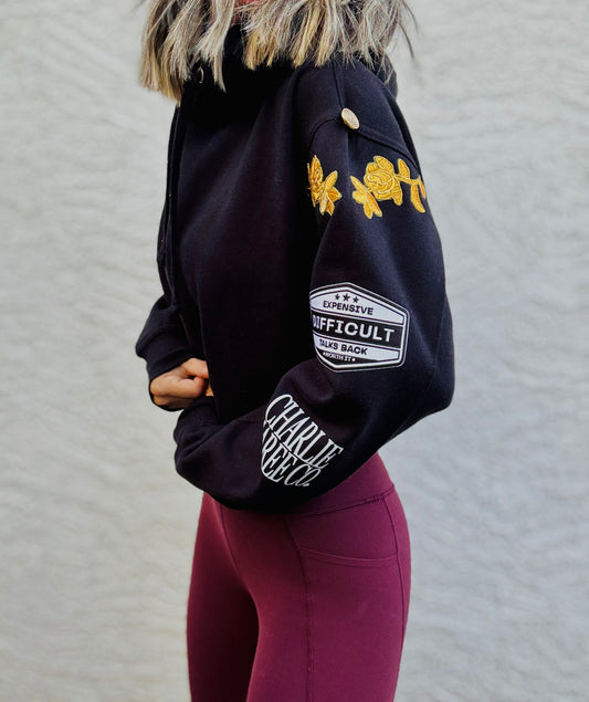 BBH-Betty Button Hoodie-Black Expensive difficult talks back