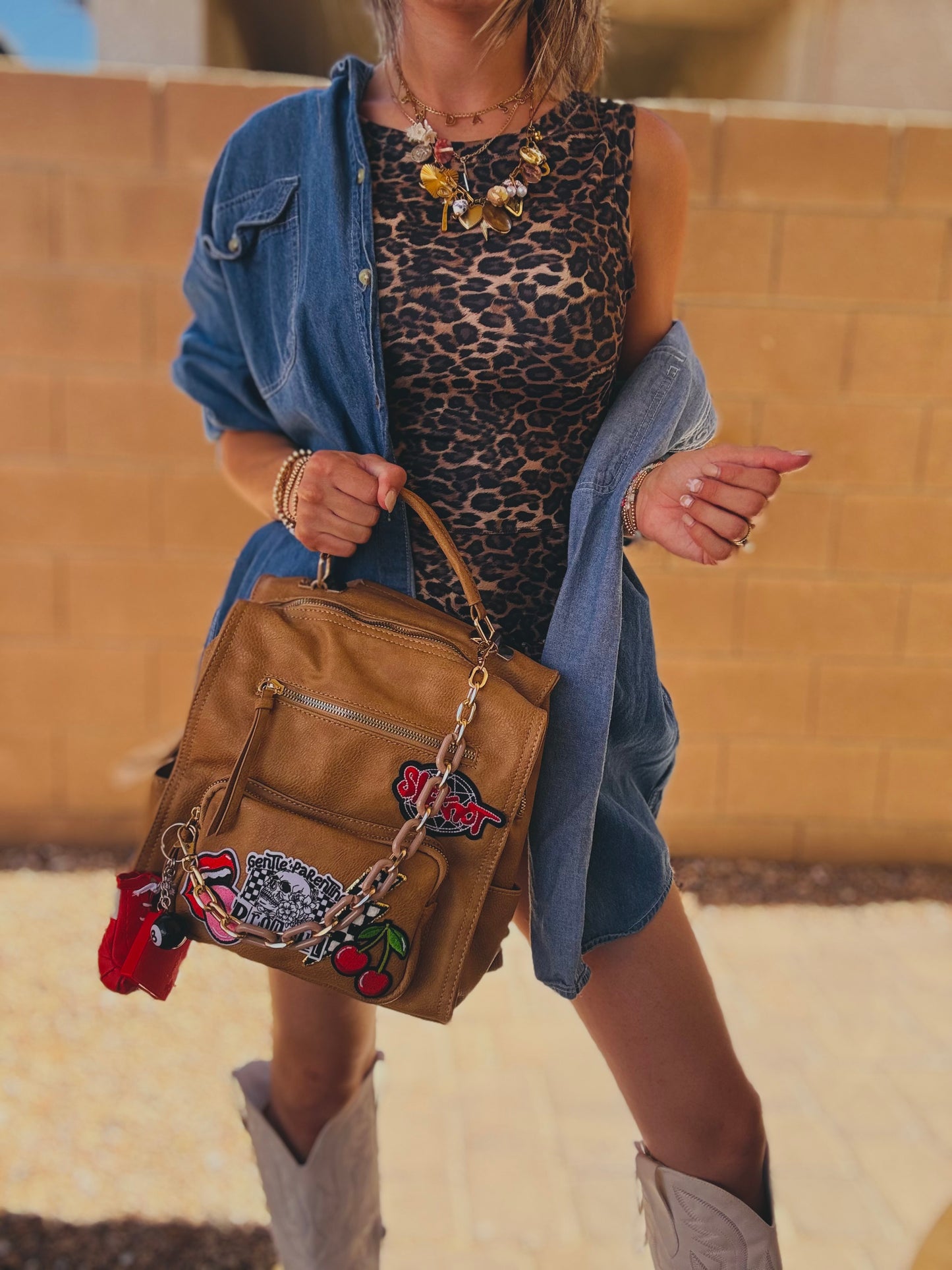 LF-gentle parent dropout +Rad band + Carmel leather  *PAYSON BAG**