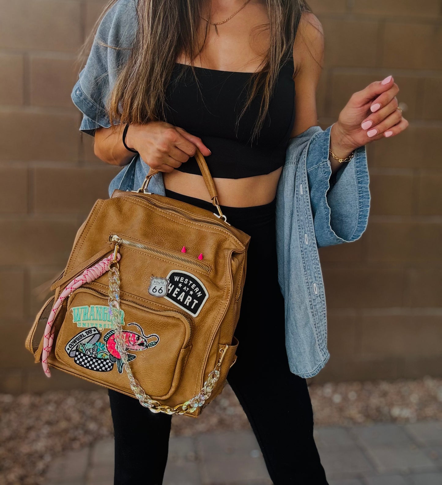 HA- western at heart wrangle turquoise babe -tan *PAYSON BAG**
