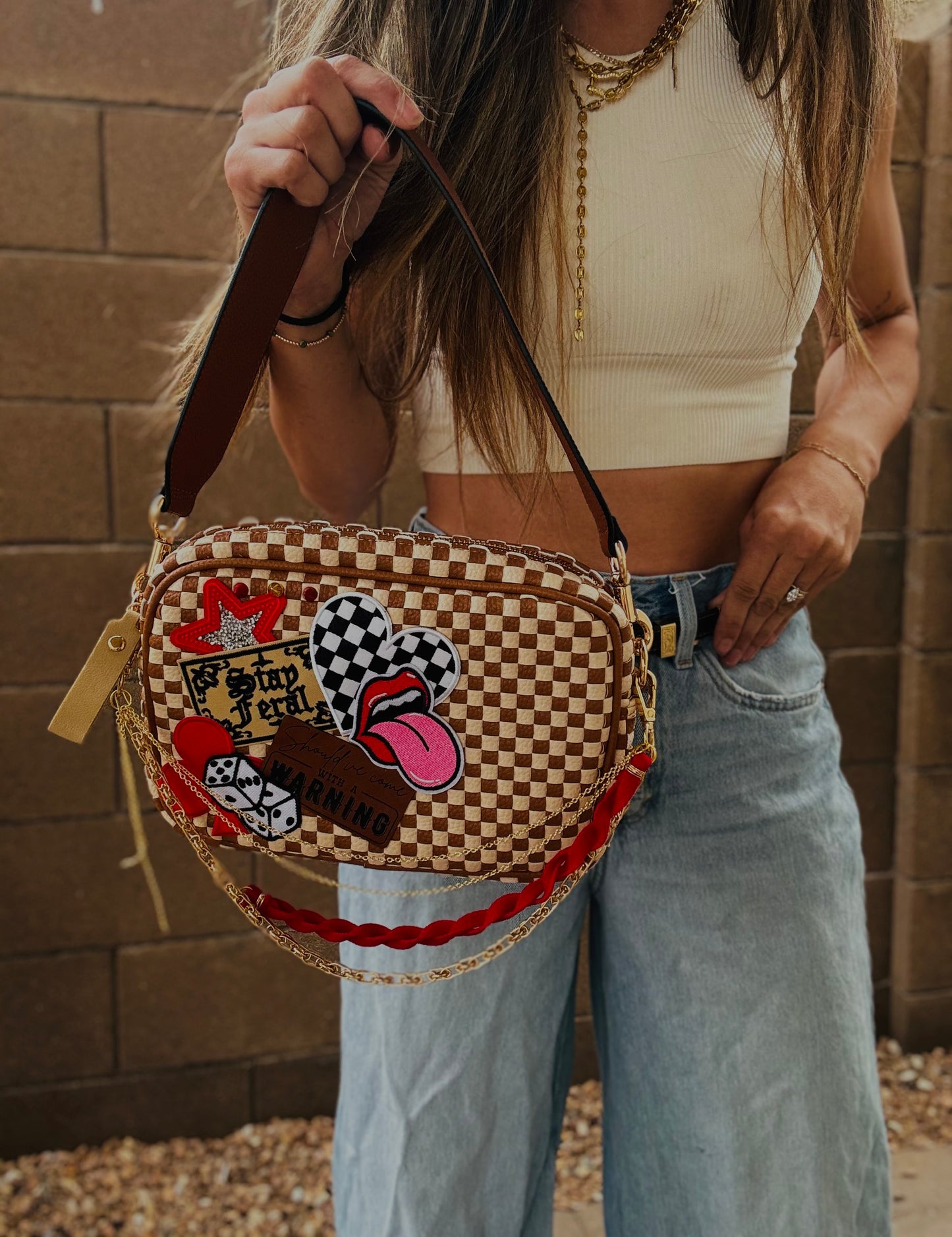 BF- DUAL stay feral+ come with warning checkered premium OG+ PAGE BAG