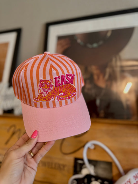 CT-EASY TIGER +premium embroidery +STRIPED +full canvas SNAPBACK TRUCKER