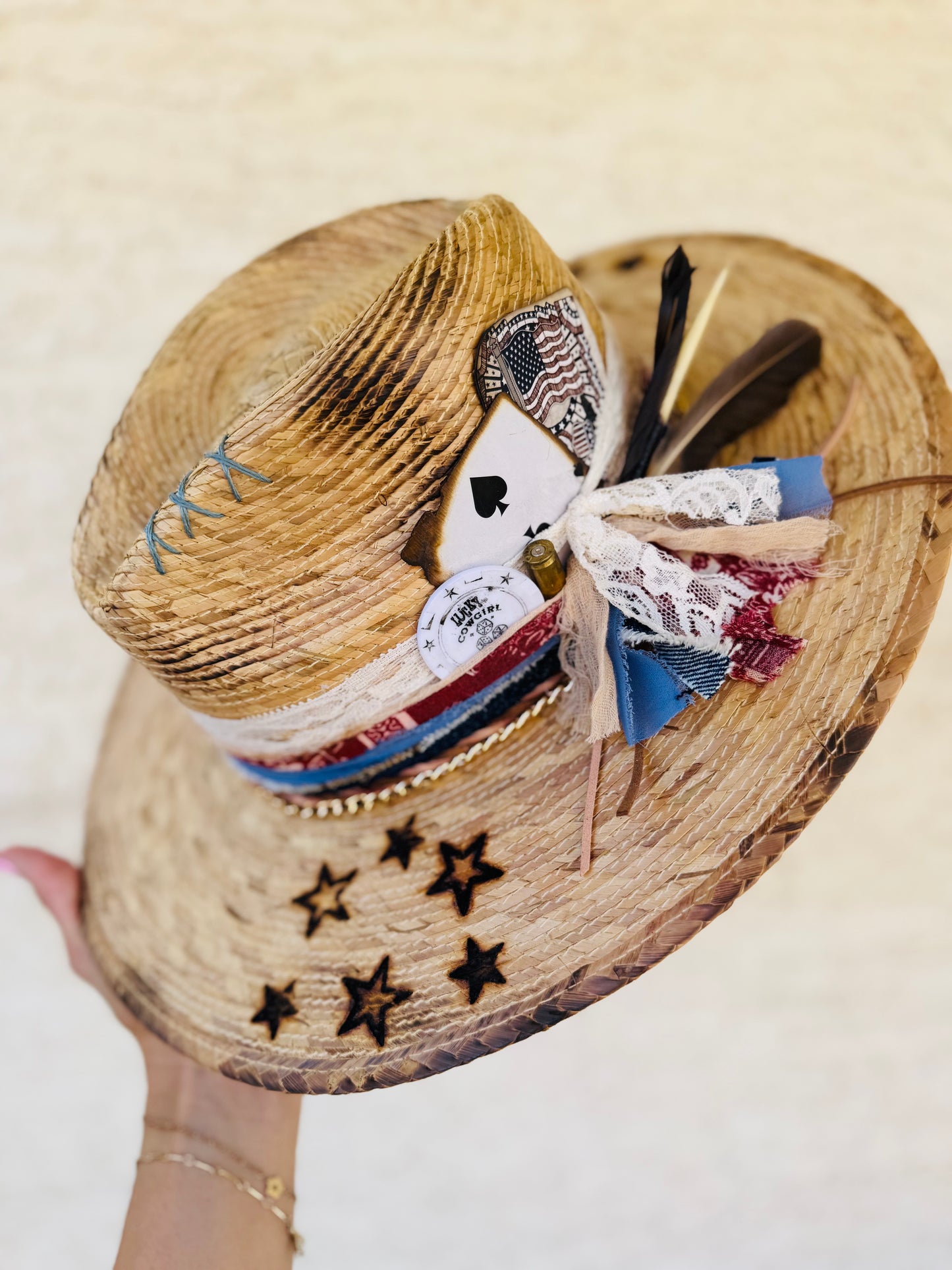 CB- Vintage Americana- star spangled Straw flat Brim