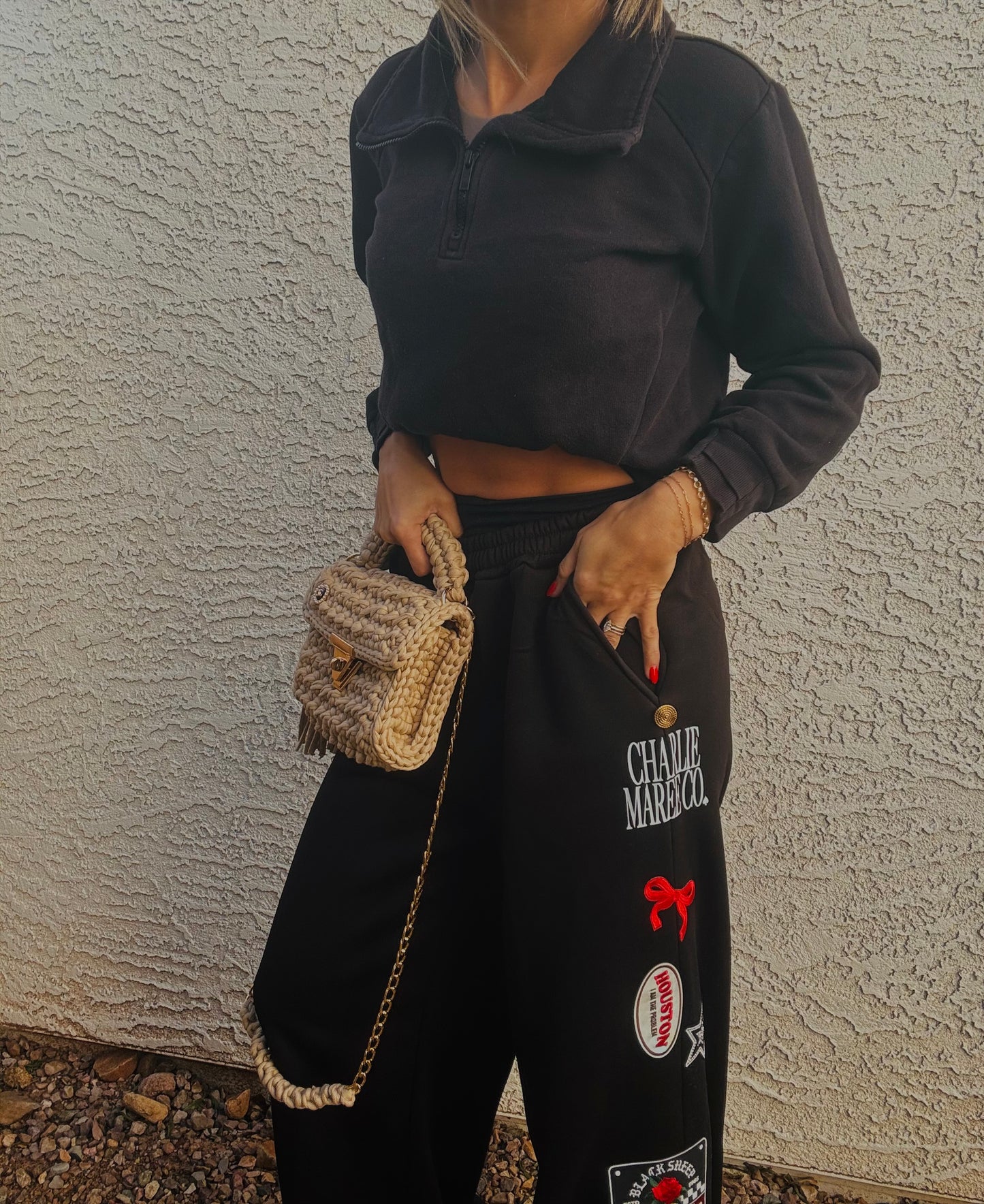 BBH-Button Betty Sweatpants- 2 BLACK