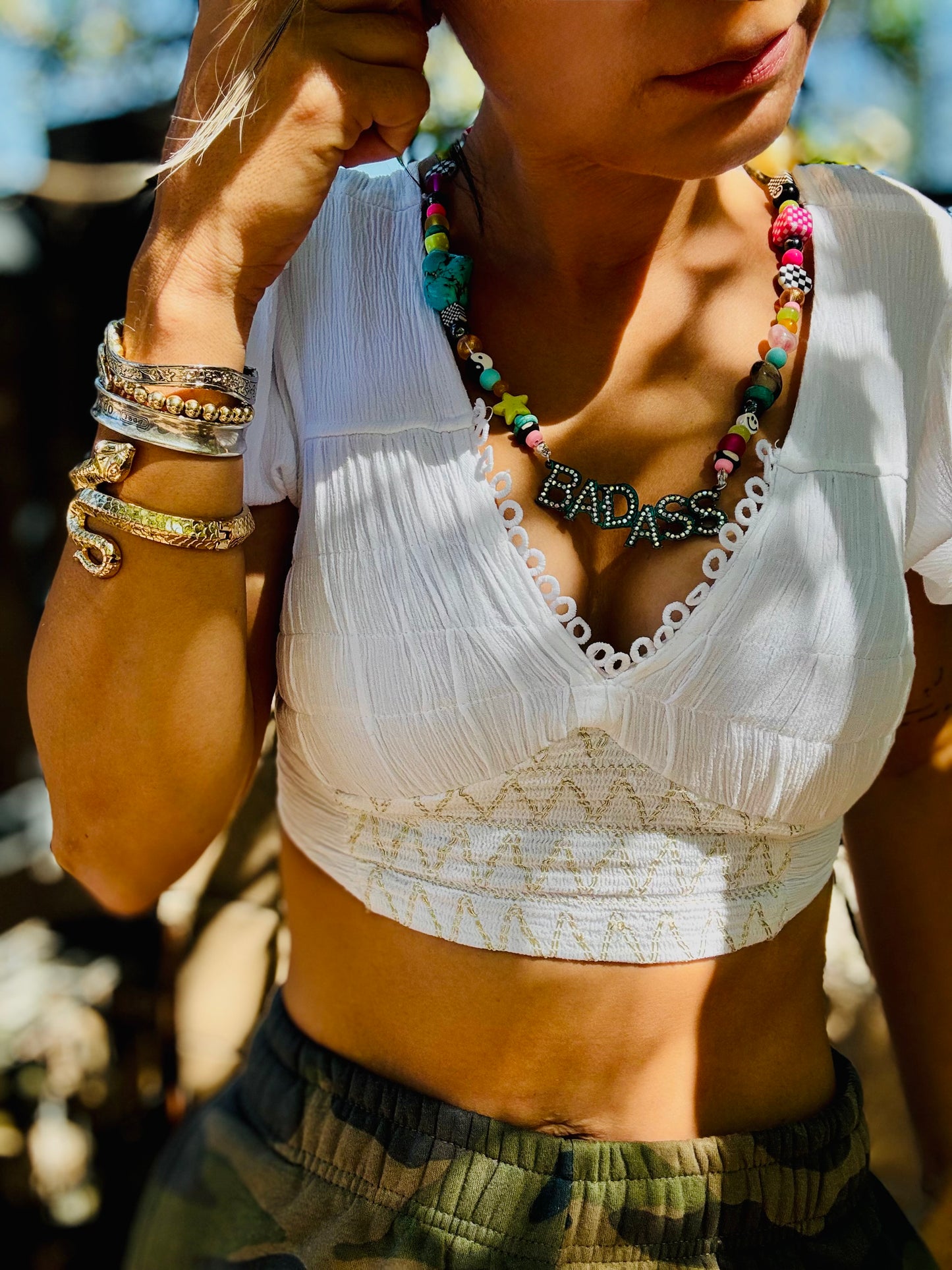 NC- whimsy bad$$ +Handmade chunky beaded necklace