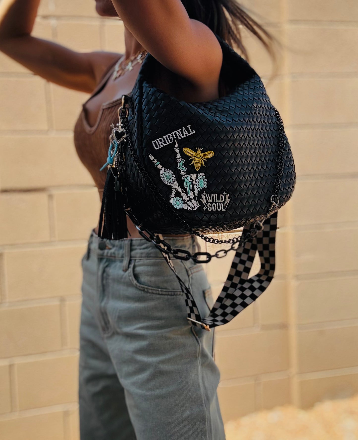 RH- ORIGINAL WILD SOUL TURQUOISE SKULL HAND *CHANDLER BAG**