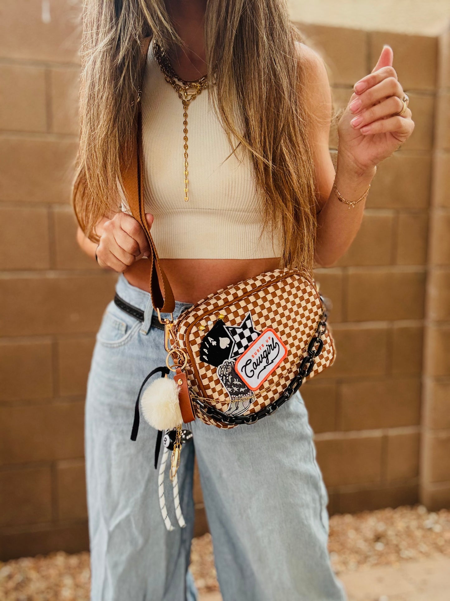 BF- DUAL cowgirl surf club + boots checkered premium OG+ PAGE BAG