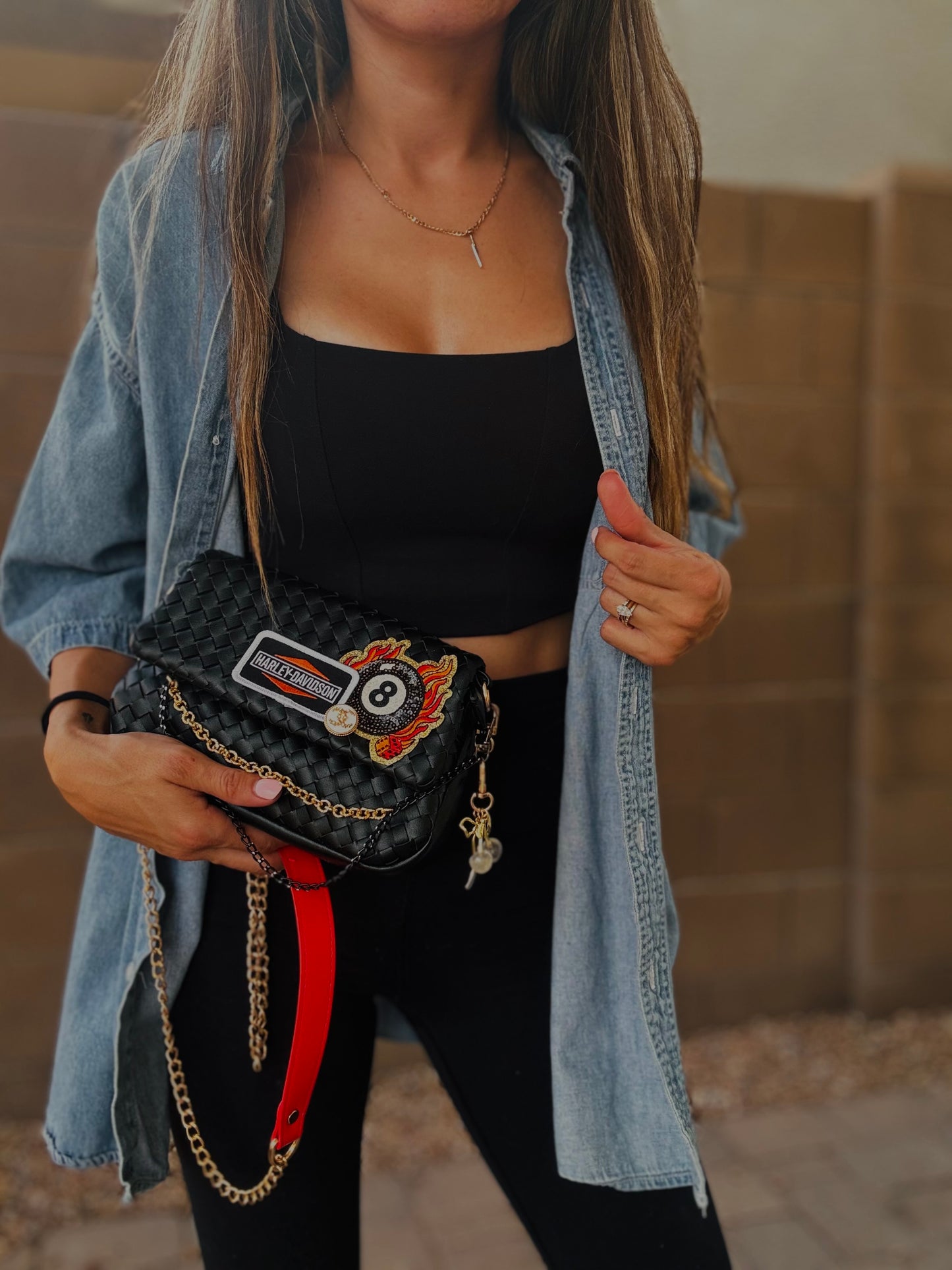 HA-bike babe 8ball Upcycled CC BUTTON LUX CHAIN +*Scottsdale 2-1*