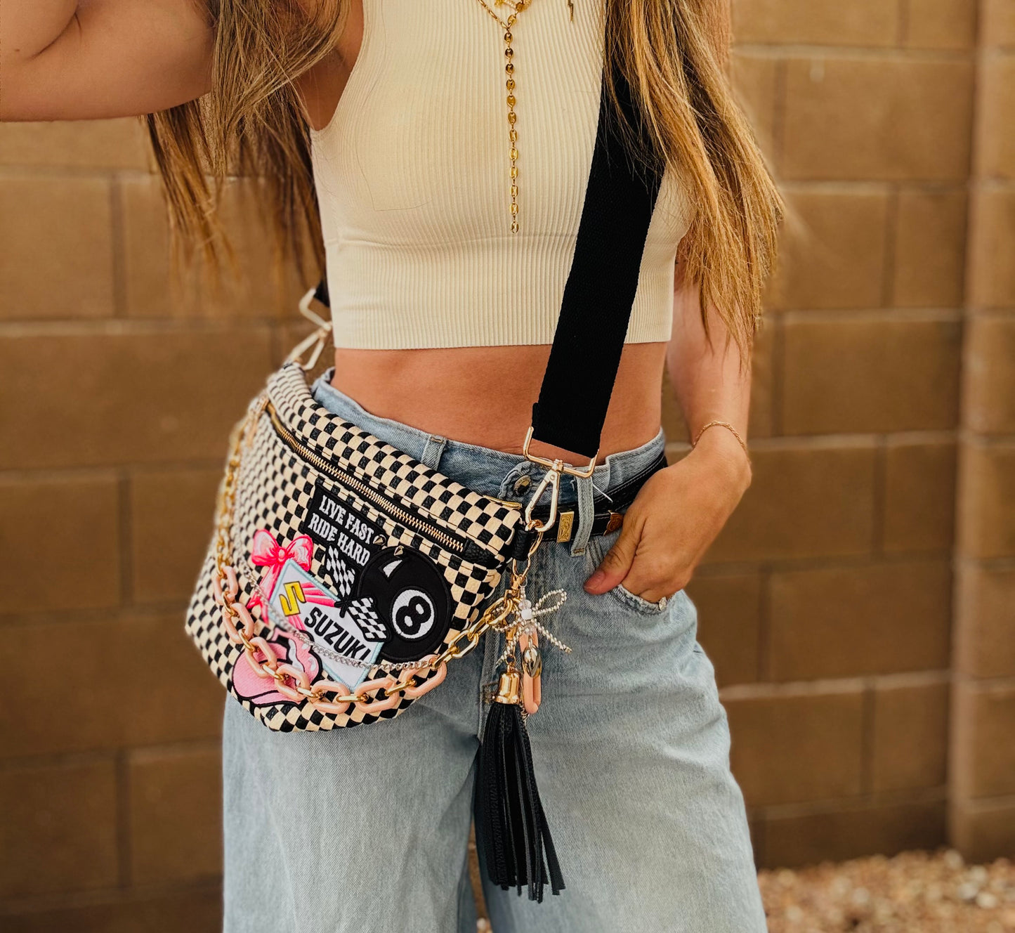BF- Ride Babe + Ride hard vintage patch +SEDONA BAG