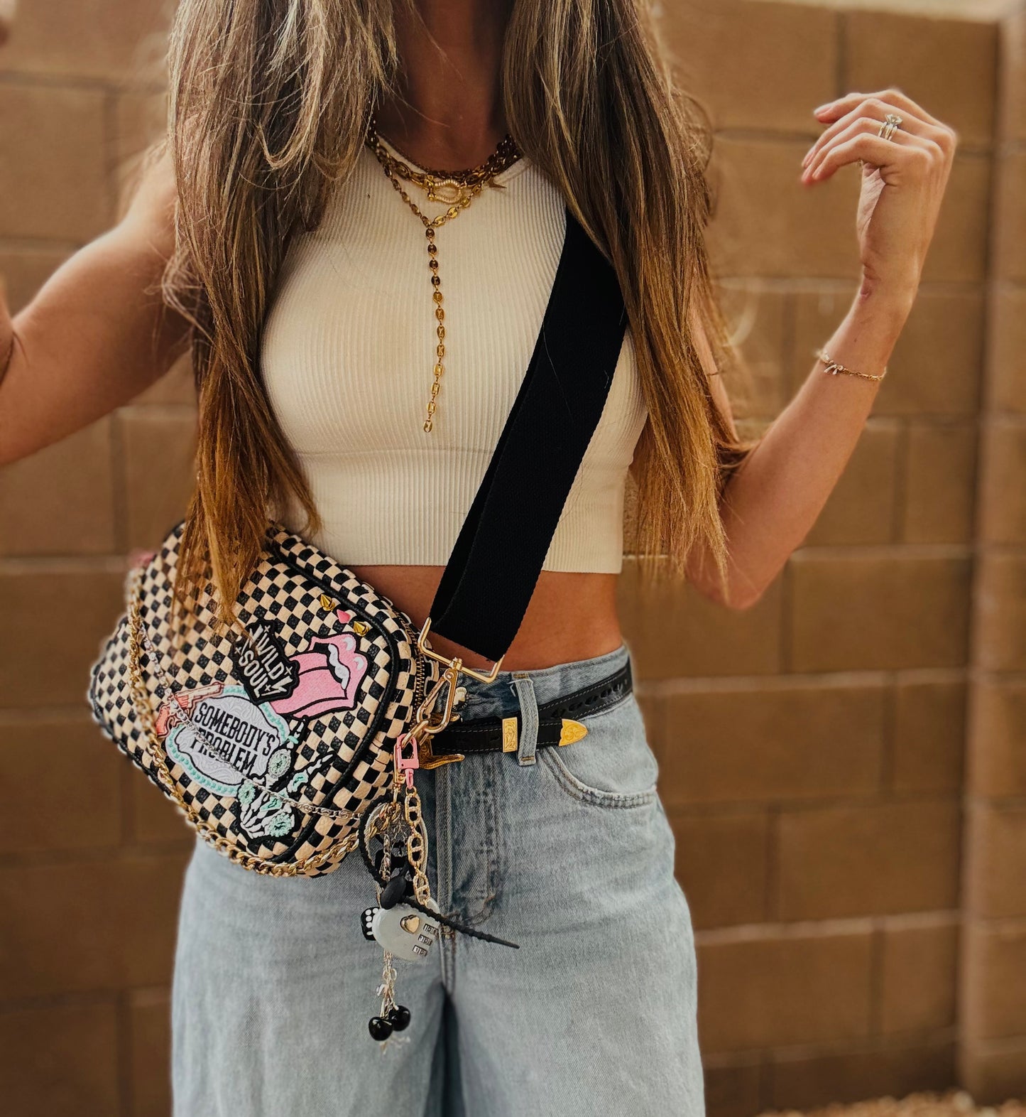 BF- DUAL somebody’s problem bombshell babe + wild soul vintage black checkered premium OG+ PAGE BAG