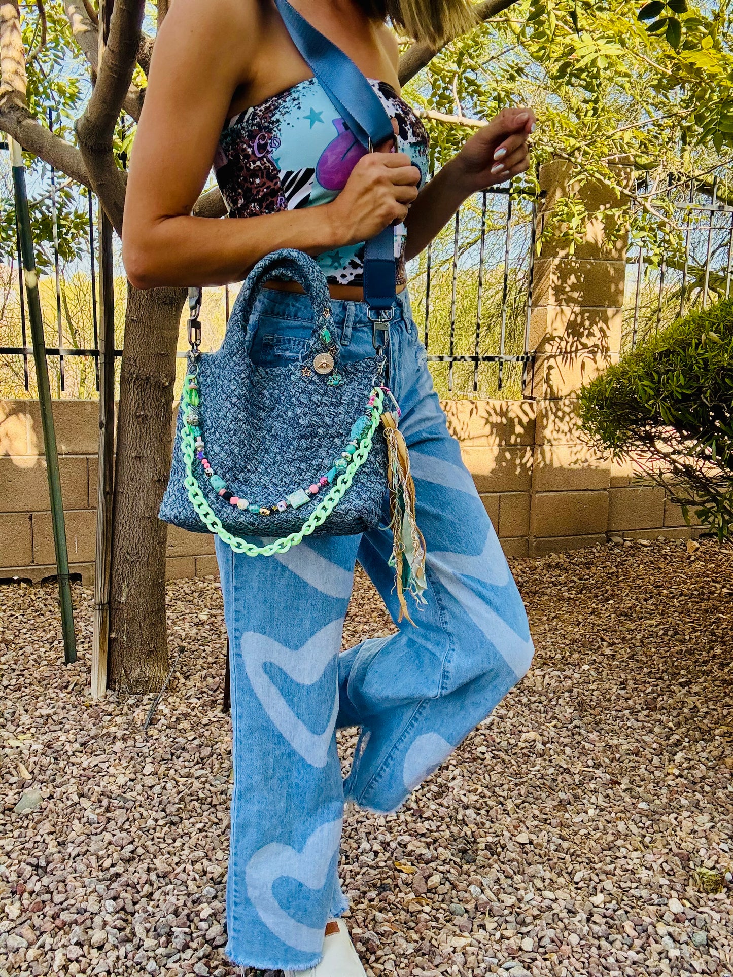 SAT- #4-LIMITED EDITION DENIM CROSSBODY TOTE