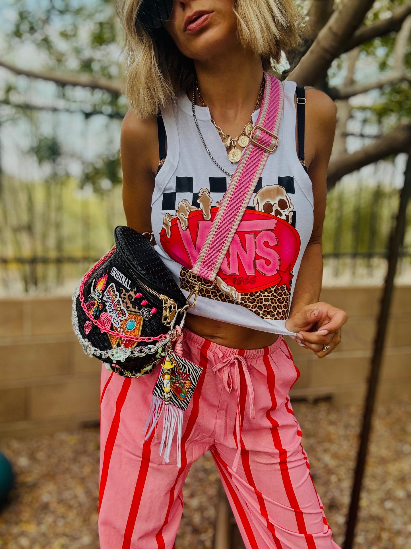 CO-ORIGINAL-BABE XL PHOENIX BAG black checkered - 2 straps included