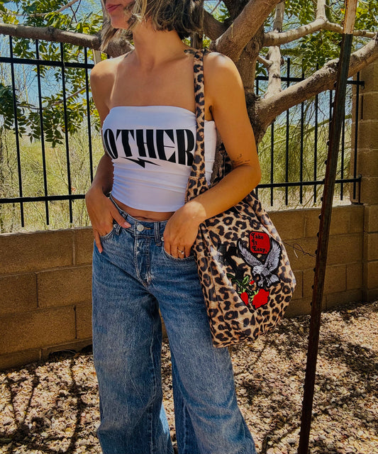 RTS-RED LEOPARD EAGLE - Light corduroy hobo tote strap tie