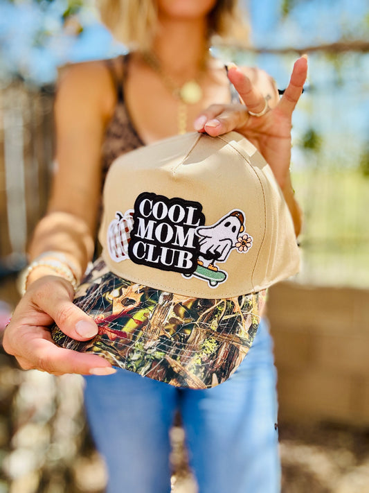 MD- COOL MOM CLUB CAMO GHOSTIE TRUCKER- SNAPBACK REALT CAMO PRINT