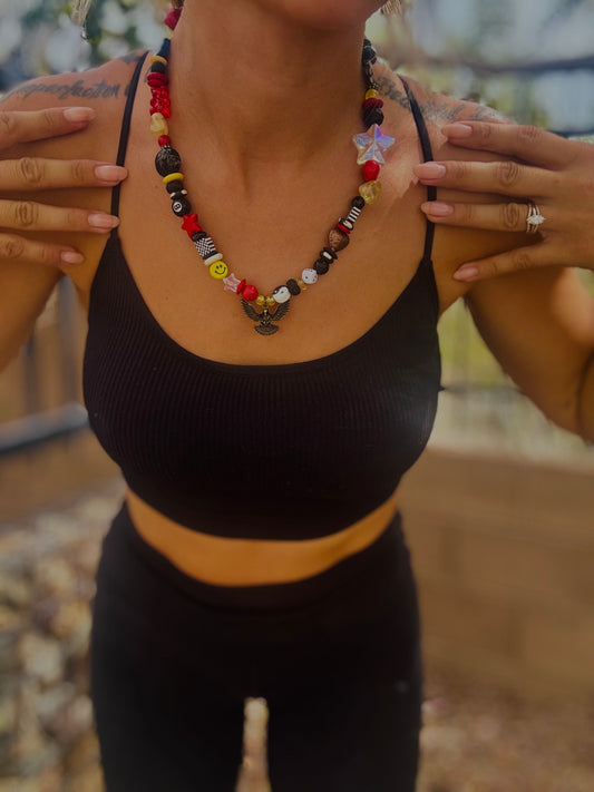 NC-retro Eagle +Handmade chunky beaded necklace