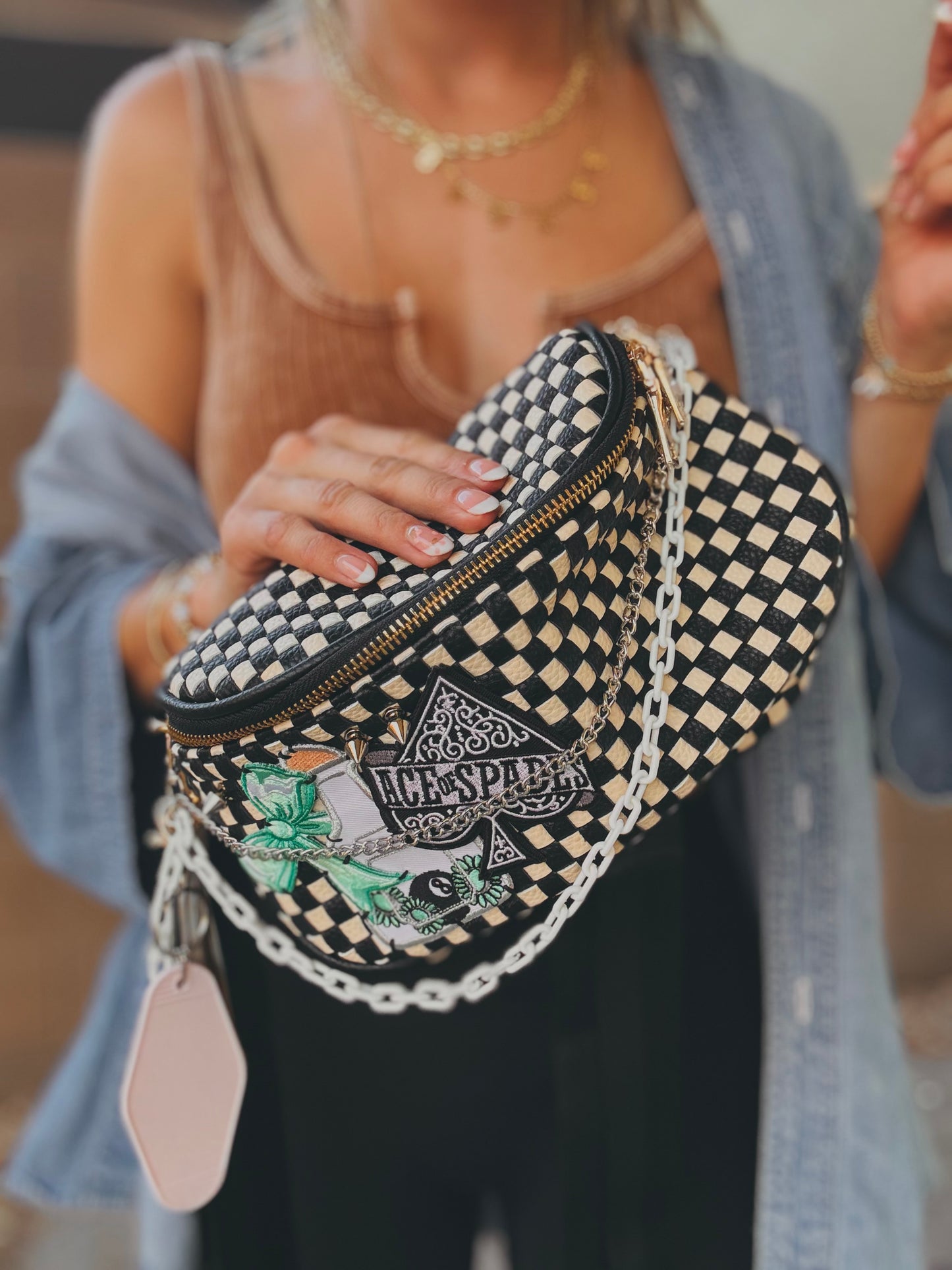 FC-Ace of Spades+handmade charms checkered OG+PHOENIX BAG