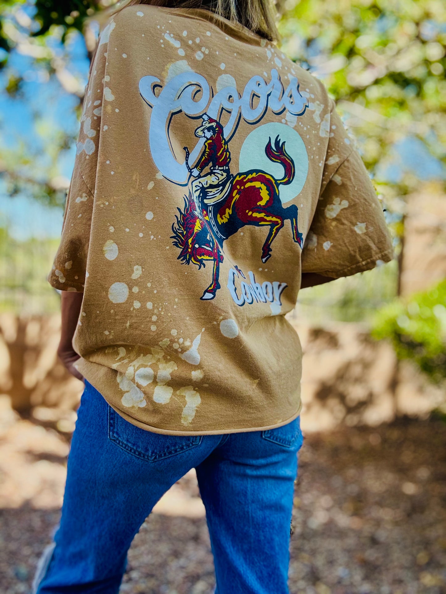 TEE-mama raised no fool Cowboy rodeo - DAD TEE slit front chain work collar 2XL