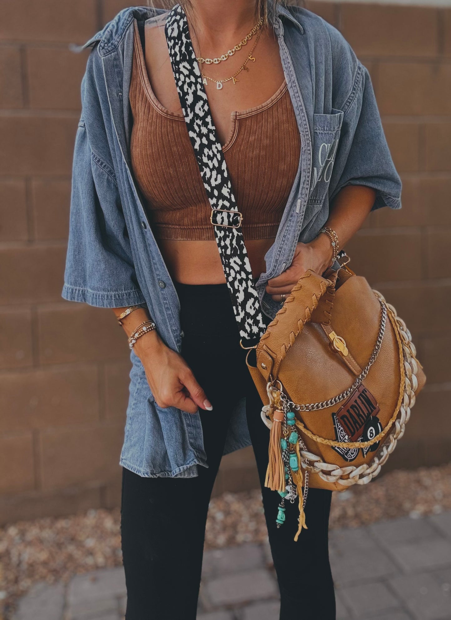 FC-Darlin+ beaded turquoise and elk Hyde braid+caramel light brown *TOMBSTONE*
