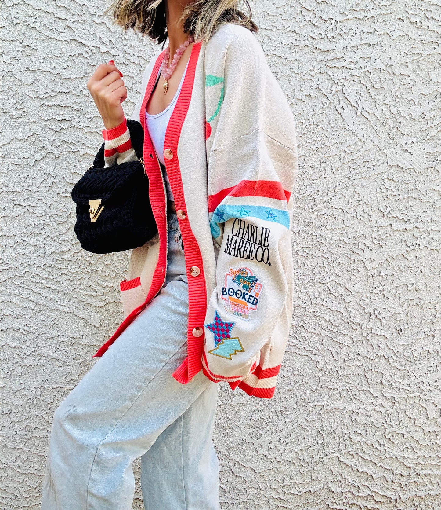 BBH-CHERRY BOMBER CARDIGAN +sorry I’m BOOKED + CM CO. babes