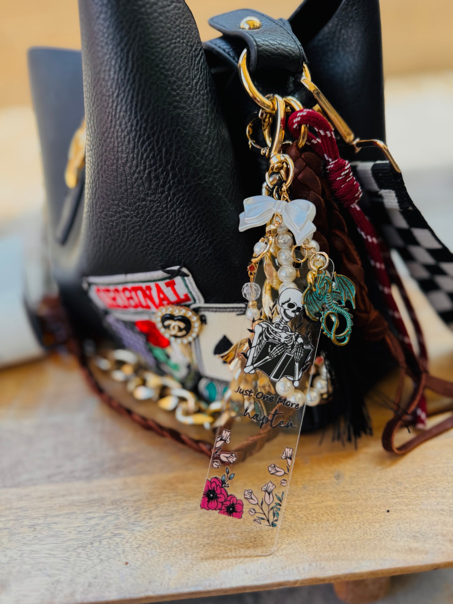 BBC- just one more chapter skeleton with floral+ dragon charm