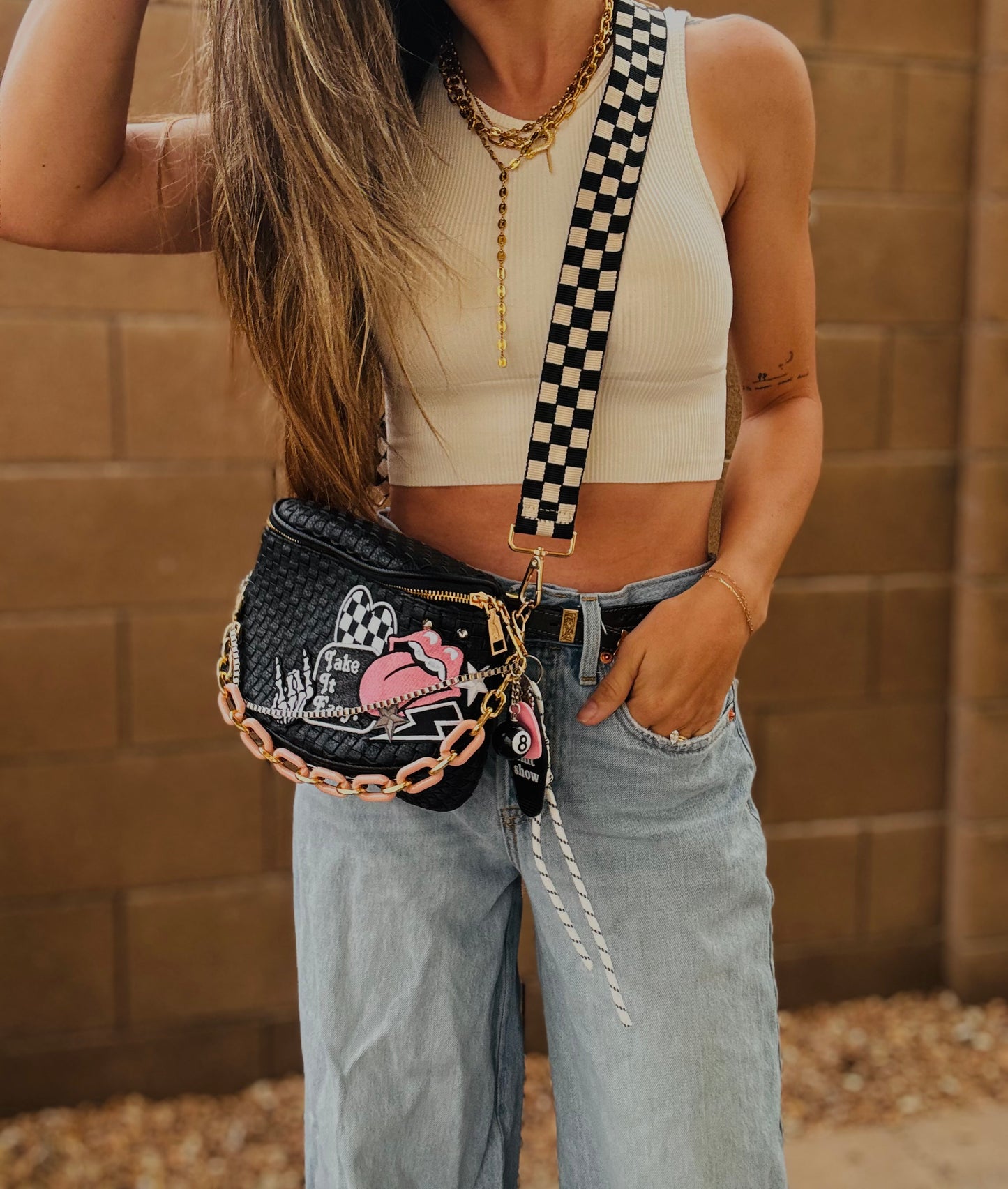 BF-pink rollin+ easy checkered Black OG+PHOENIX BAG