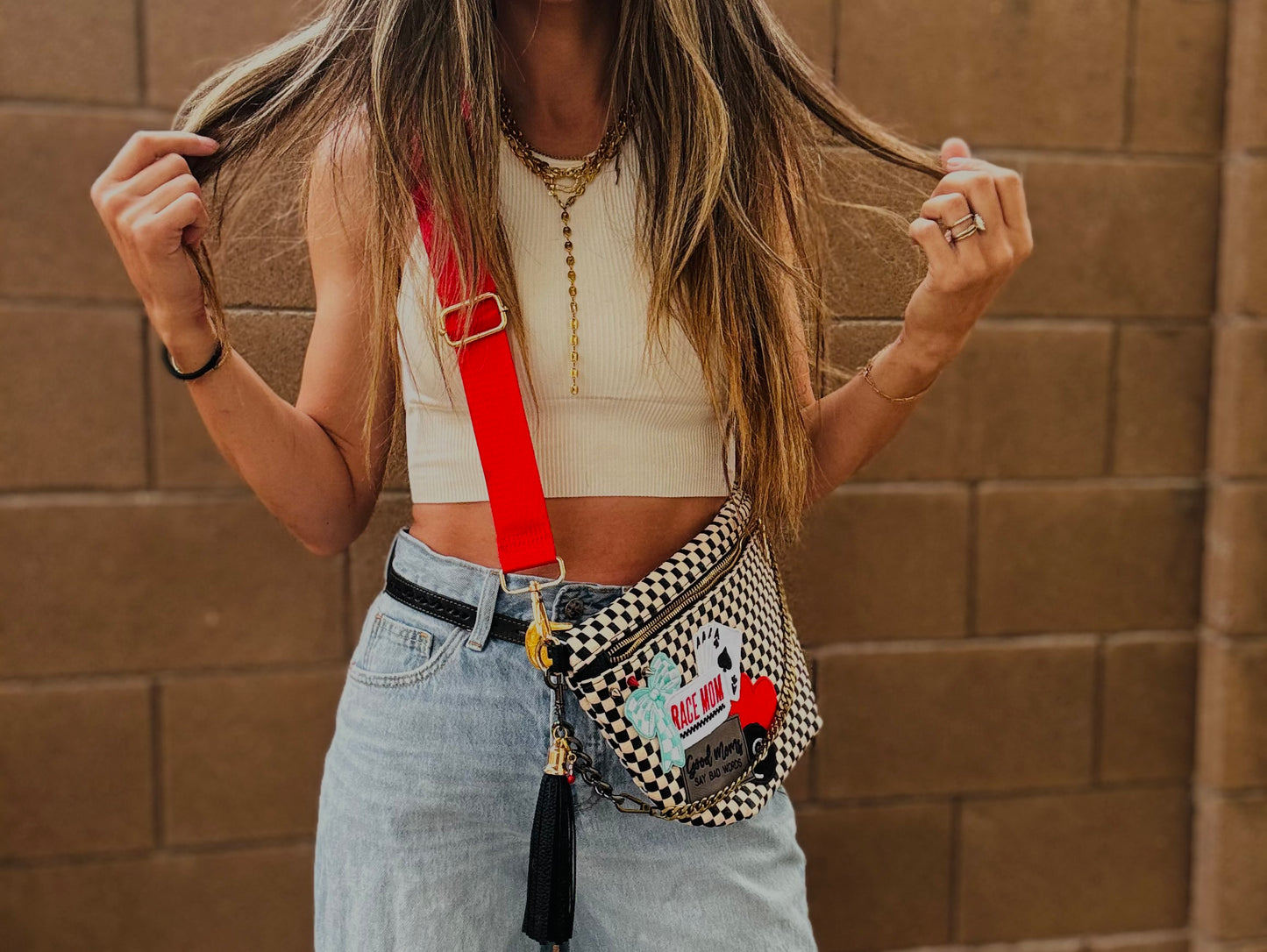 BF- race mom  + good mom bad words vintage patch  +SEDONA BAG