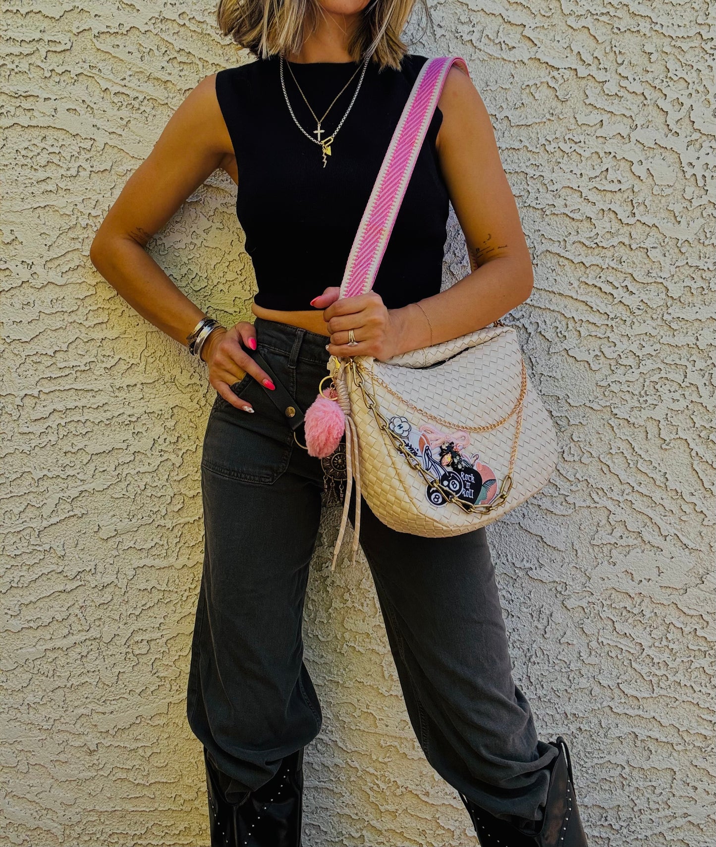 BBBC-Vintage spring rock and roll babe+ CHANDLER BAG* light cream