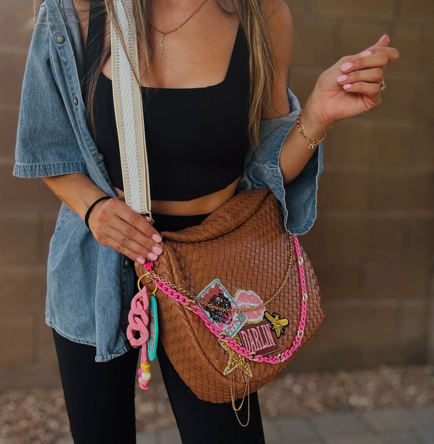 HA- PINK DARLIN psalm+ the heavens are roaring -brown bag *CHANDLER BAG**