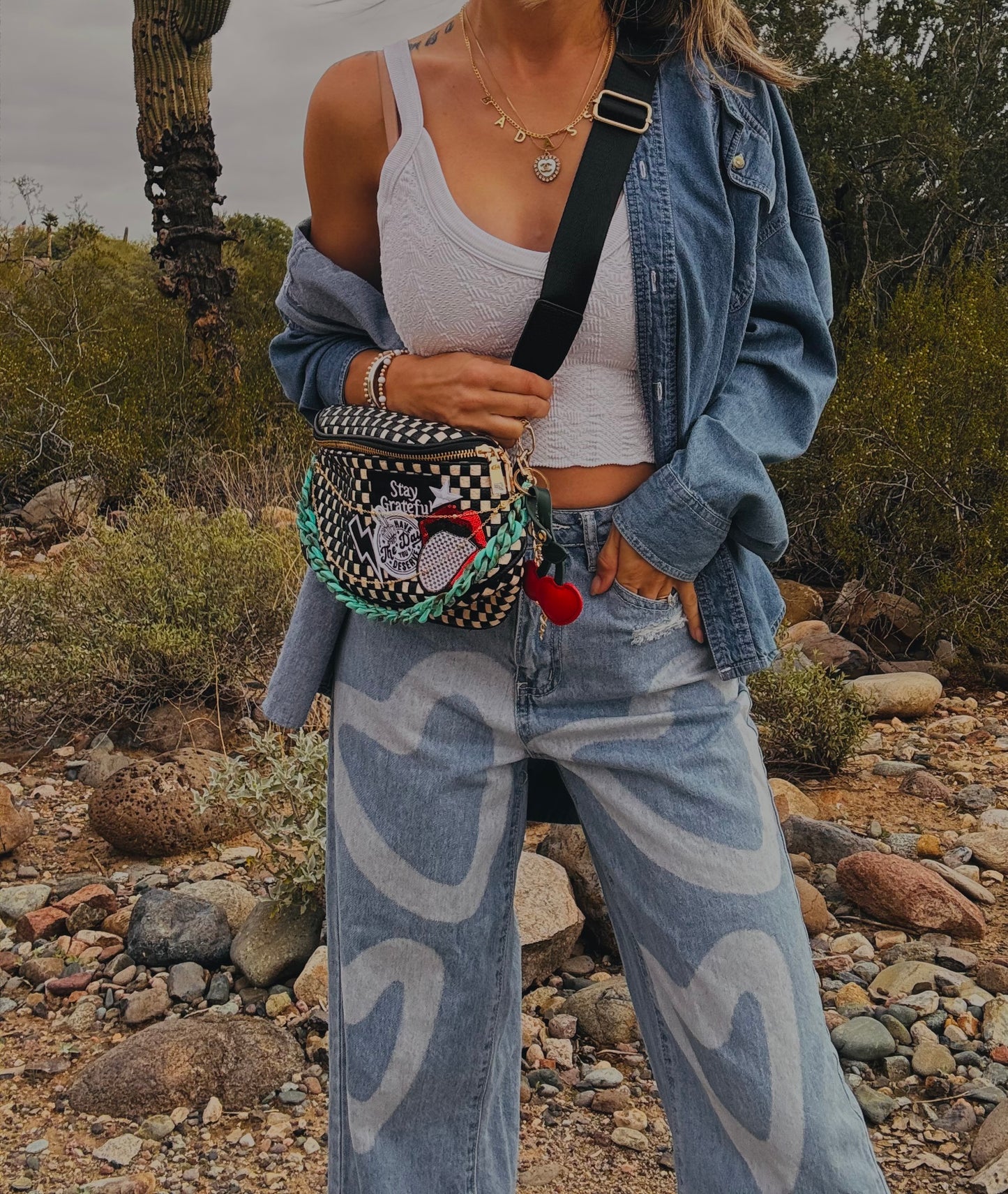 NY-stay grateful day you deserve red 1 +turquoise ++PHOENIX BAG