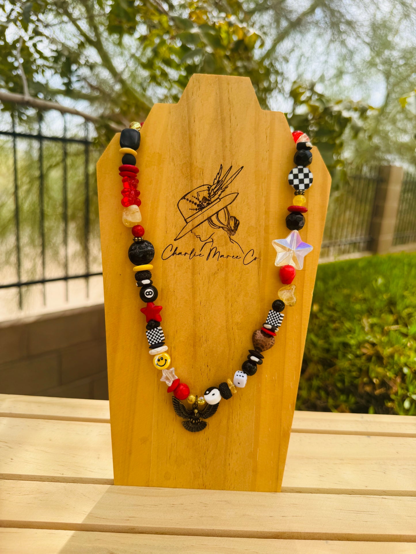 NC-retro Eagle +Handmade chunky beaded necklace
