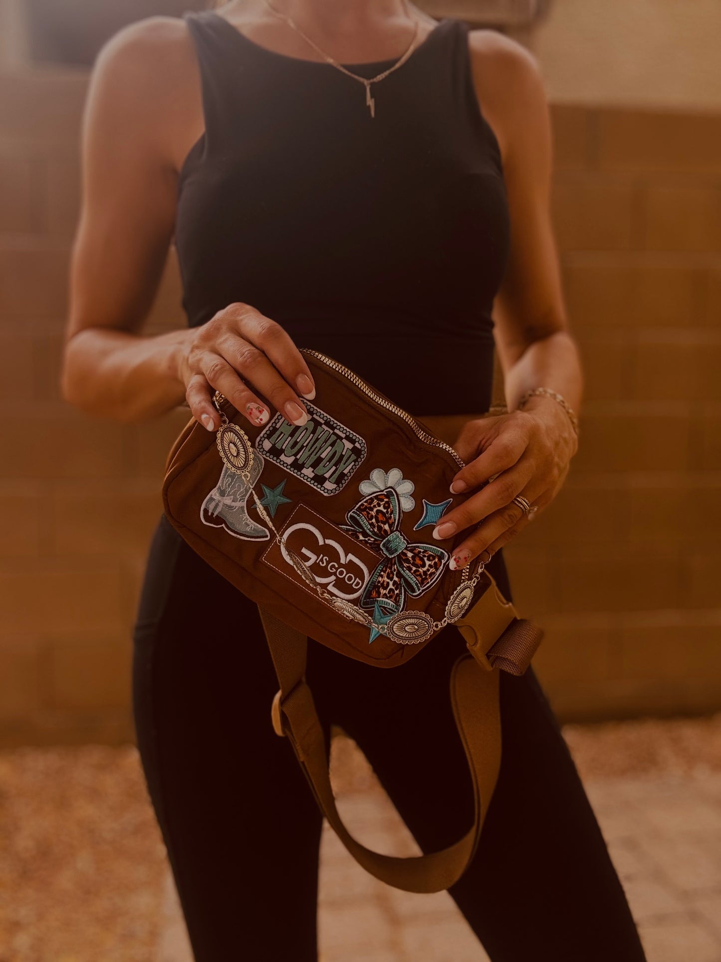 BB-God is good turquoise - brown BELT BAG