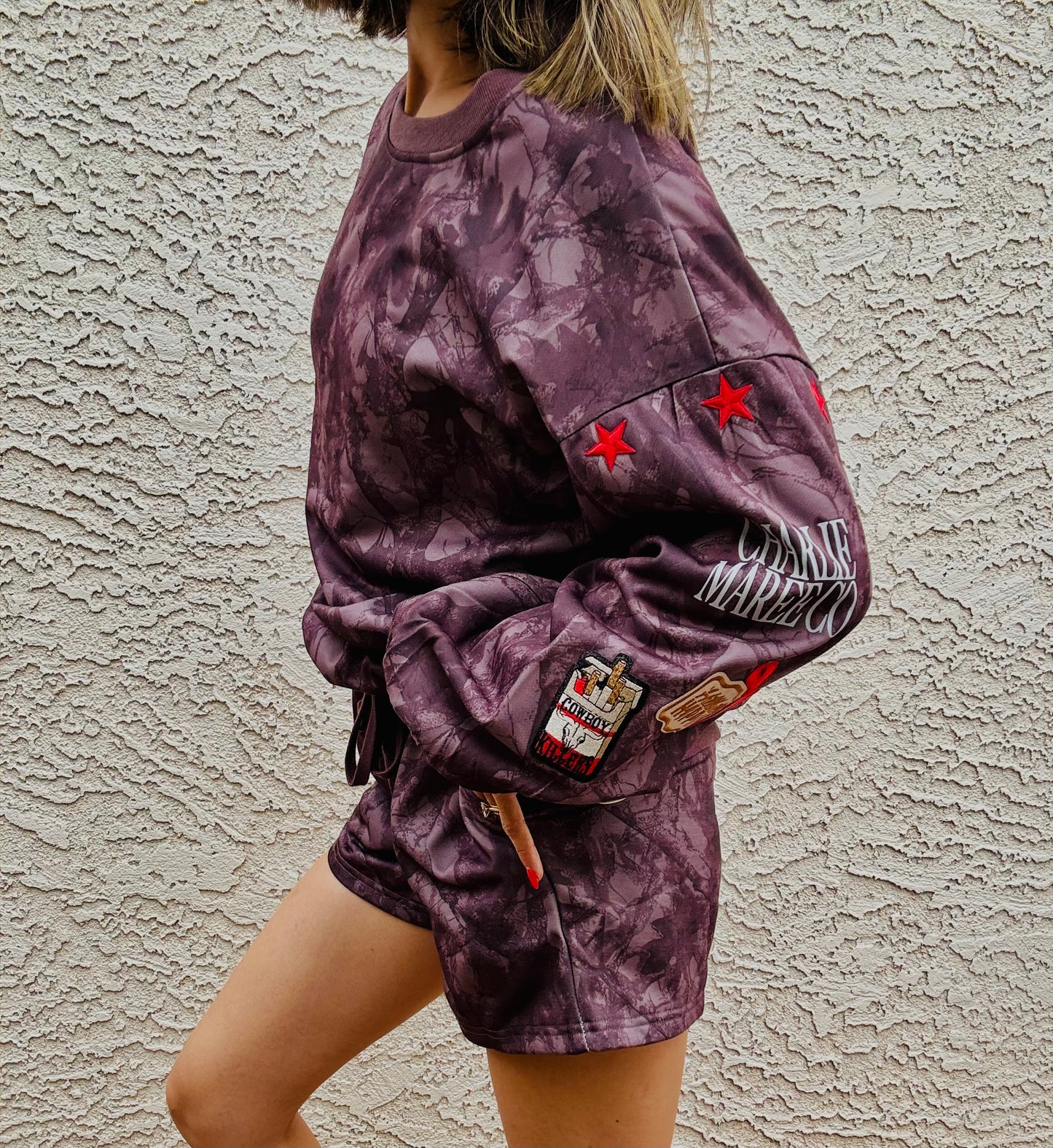 BBH-Camo Sweater & Short Set-hillbilly hippie red