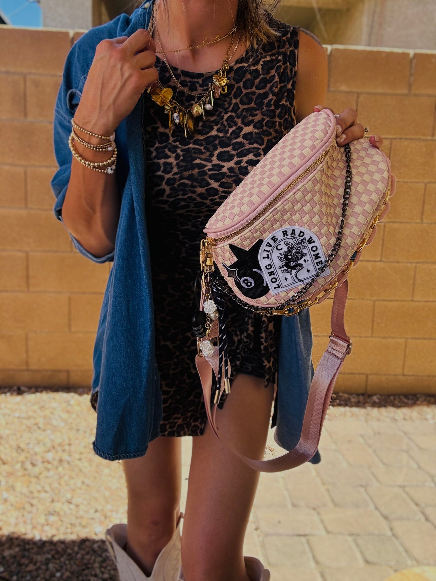 LF-long live, rad women- powder pink and creamcheckered OG+PHOENIX BAG