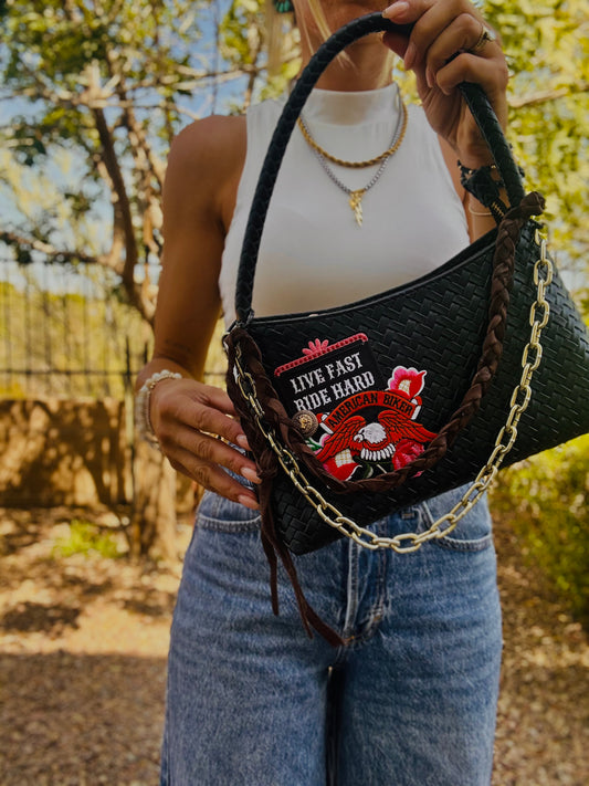 UM-LIVE FAST RIDE HARD +Modern Shoulder Bag *THE CARRIE**