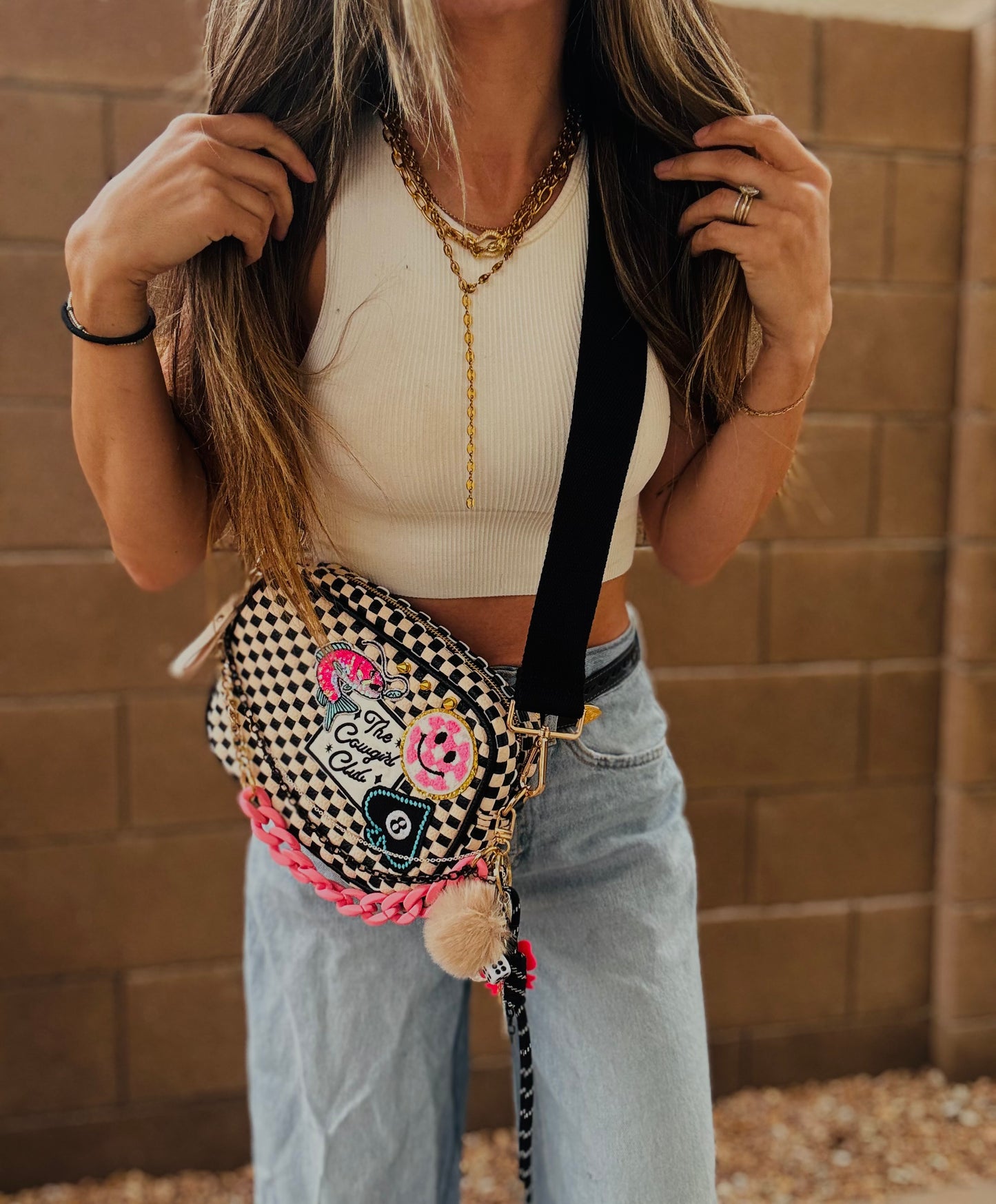 BF- DUAL cowgirl club babe + spade vintage black checkered premium OG+ PAGE BAG