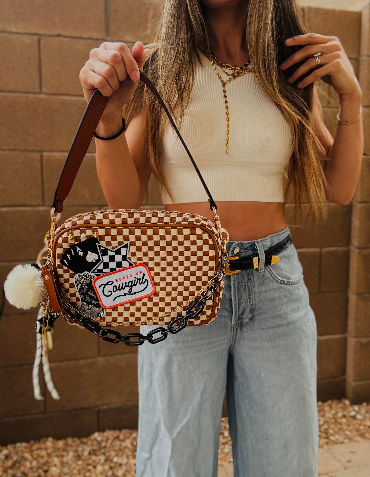 BF- DUAL cowgirl surf club + boots checkered premium OG+ PAGE BAG