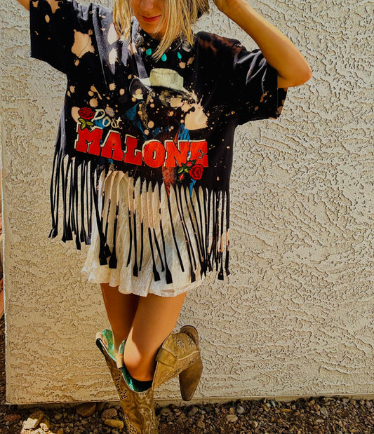TEE- beaded collar country concert - DAD TEE MENS XL handmade fringe