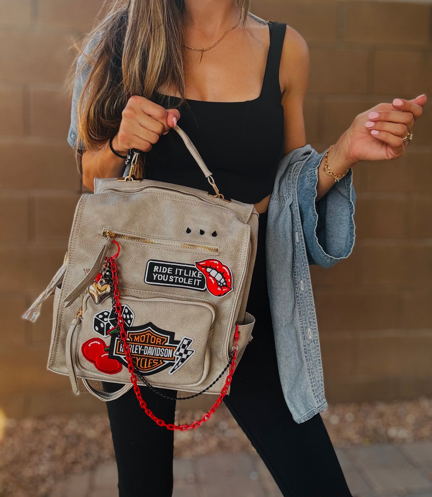 HA- bike babe bombshell-stone grey *PAYSON BAG**