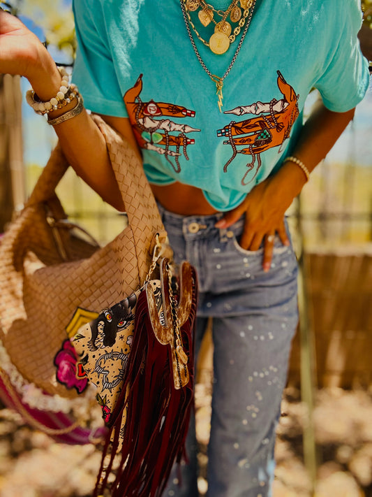SAT-slay the day handmade cowhide cactus fringe + CHANDLER BAG* comes with 2 straps worn 3 ways