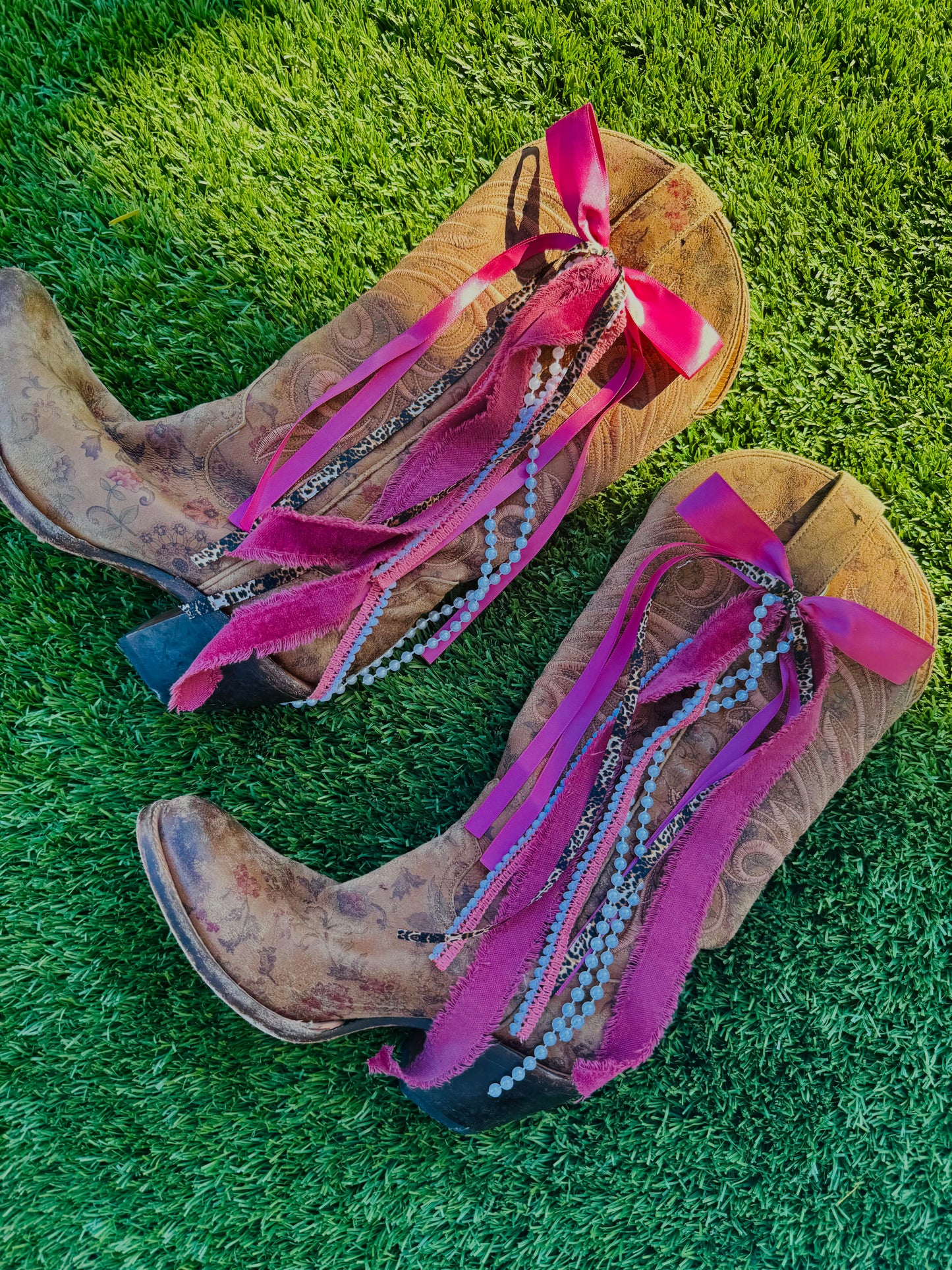 BB- magenta and denim 1 BOOT BOWS