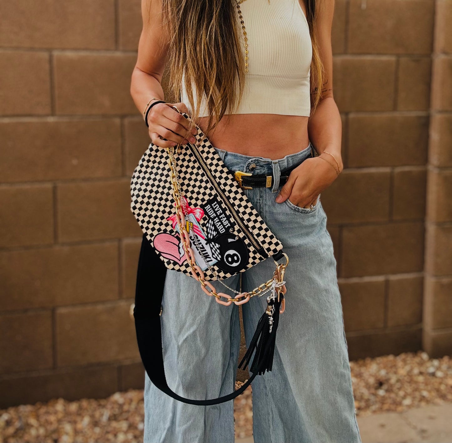 BF- Ride Babe + Ride hard vintage patch +SEDONA BAG