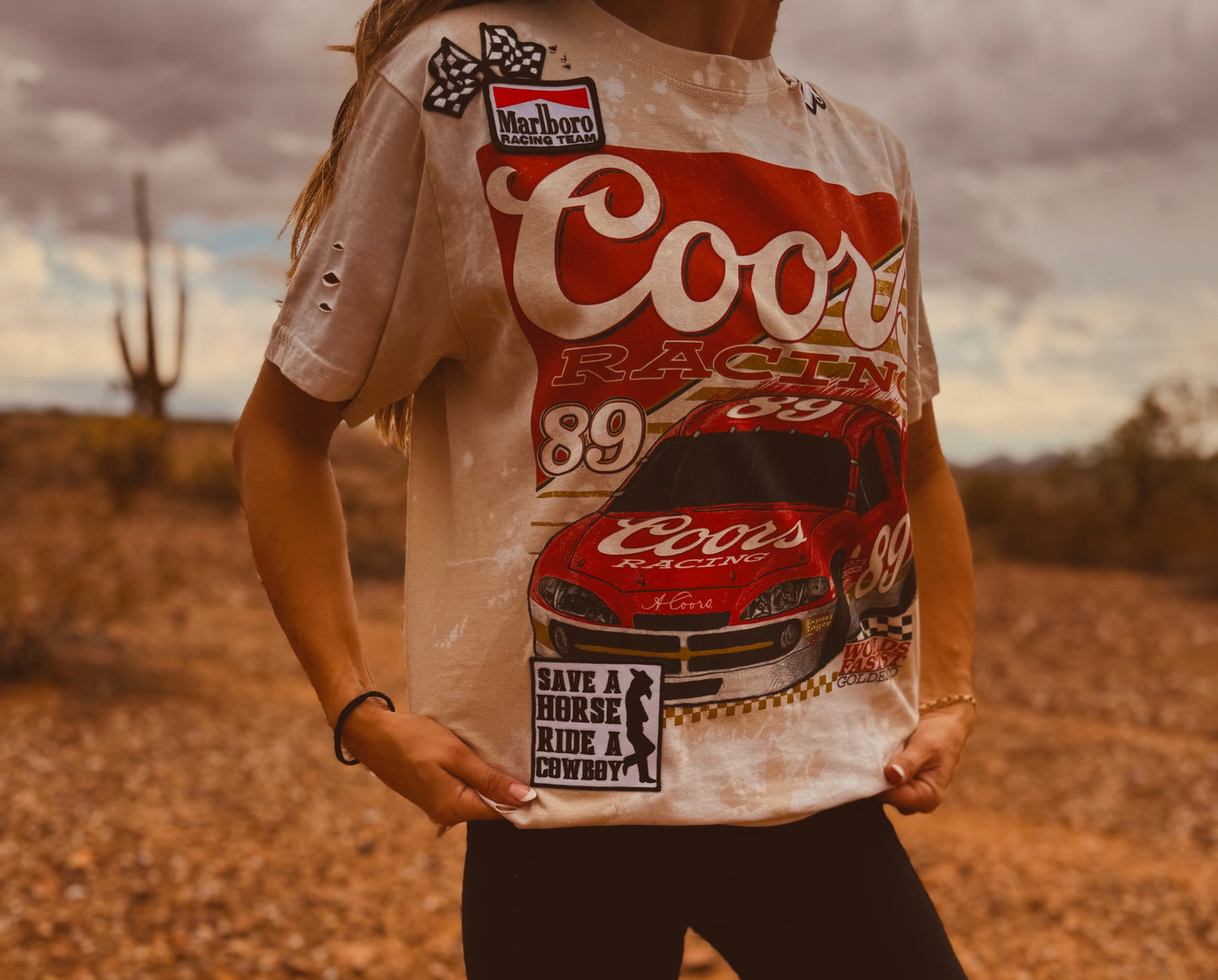 VT- vintage race babe - crème TSHIRT