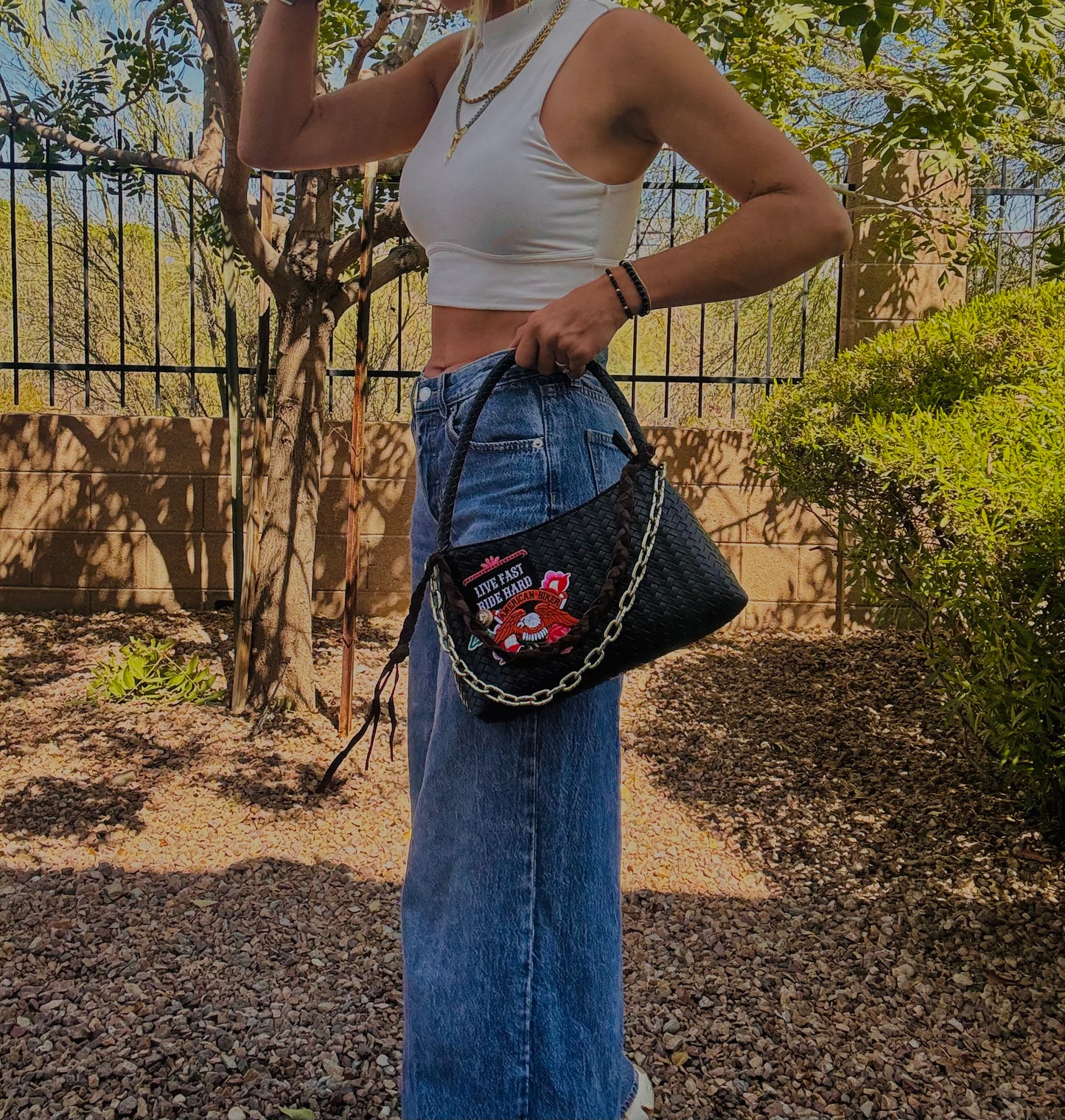 UM-LIVE FAST RIDE HARD +Modern Shoulder Bag *THE CARRIE**