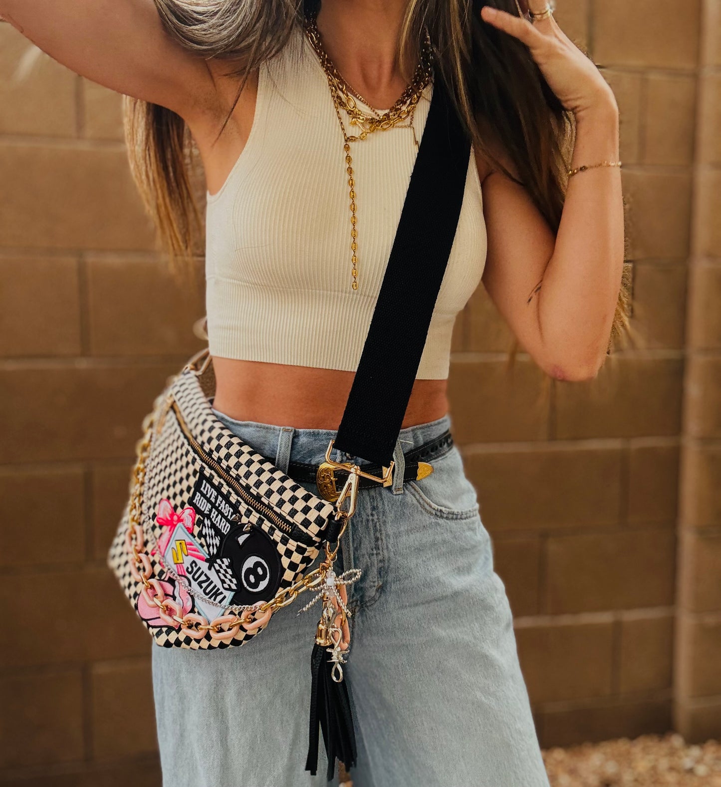 BF- Ride Babe + Ride hard vintage patch +SEDONA BAG