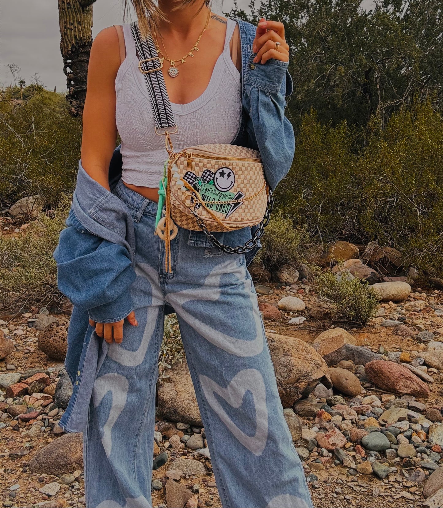 NY-Wild ones turquoise and crème baddie+2 straps +PHOENIX BAG