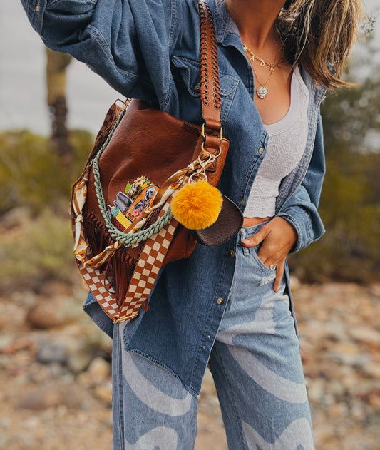 NY-vintage book baddie- floral and skeleton - checkered strap - vintage bee embellishment crossbody strap included** The Jerome**