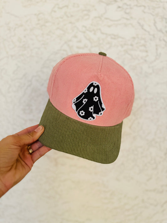 MD- floral Ghostie - full corduroy panel trucker SnapBack