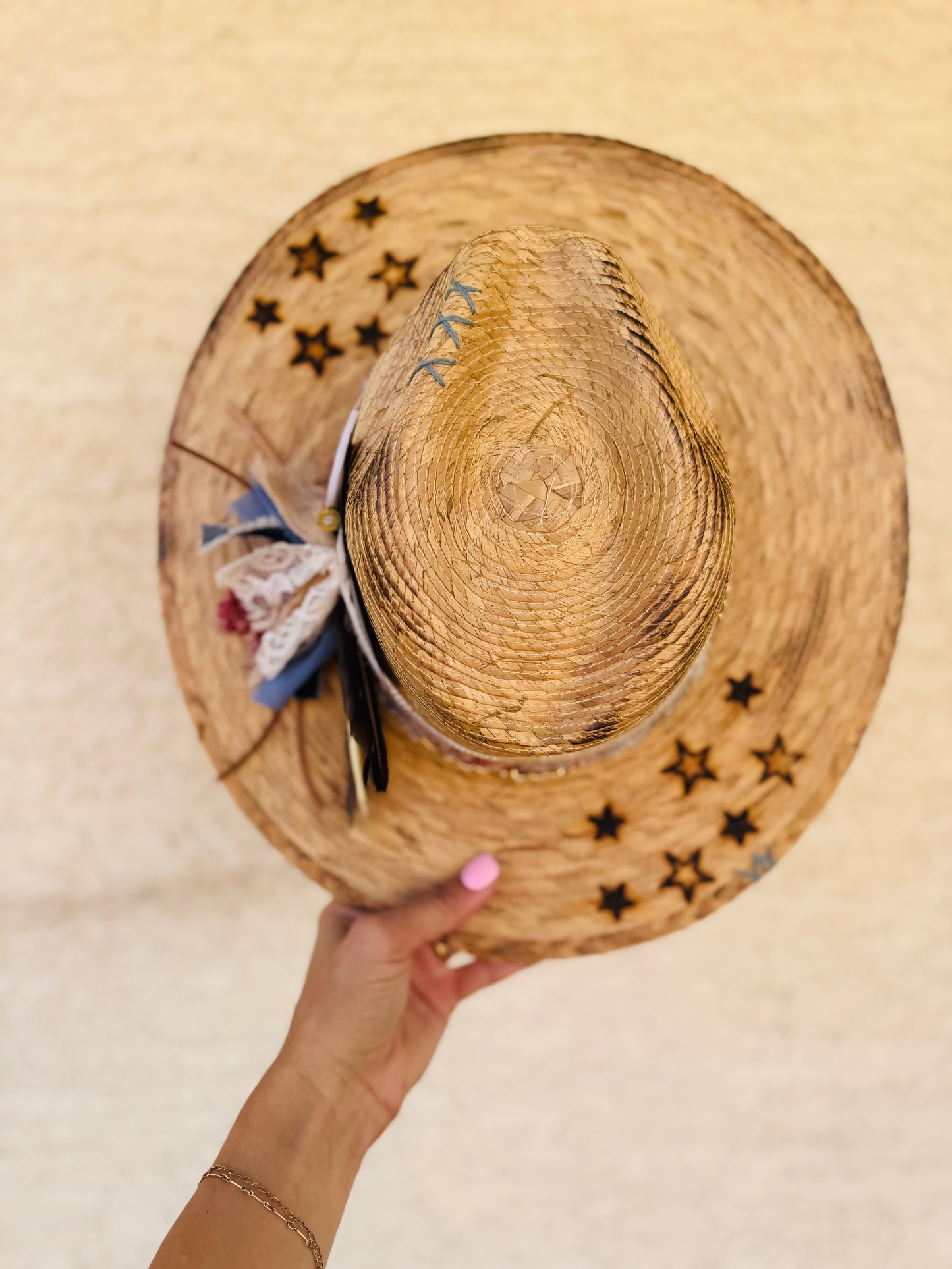 CB- Vintage Americana- star spangled Straw flat Brim