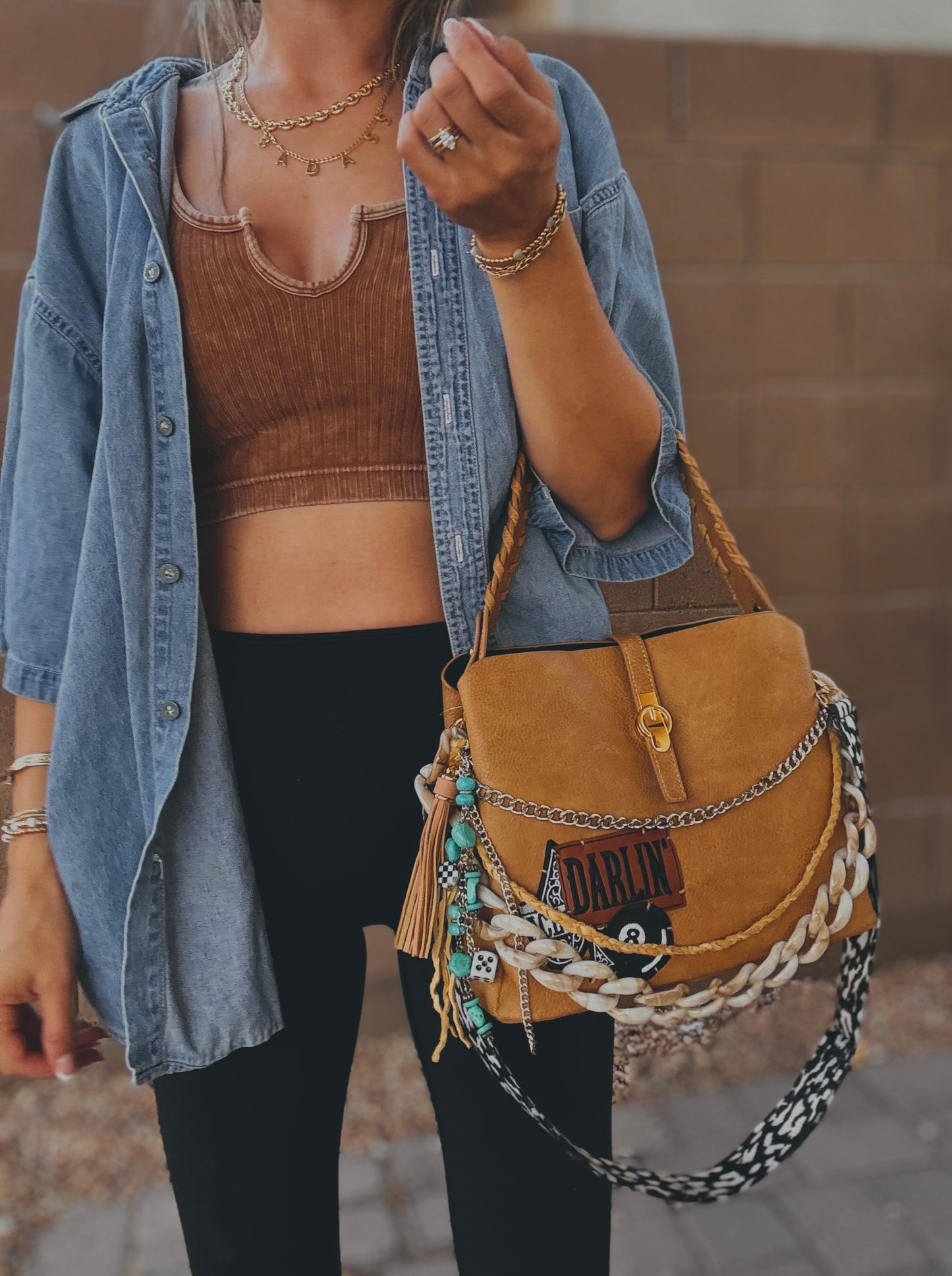 FC-Darlin+ beaded turquoise and elk Hyde braid+caramel light brown *TOMBSTONE*